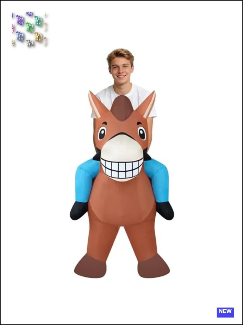 2-Person Inflatable Horse Costume Adult Ride On Funny Blow Up Suit Halloween